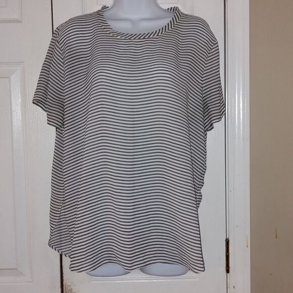 Loft Outlet sheer white black striped blouse Sz XL - Picture 1 of 4